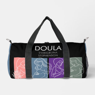 Personalized Logo QR Code Line Art DOULA Overnight Duffle Bag