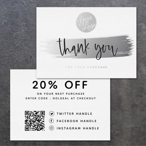  Personalized Logo QR Code Thank You Discount Card