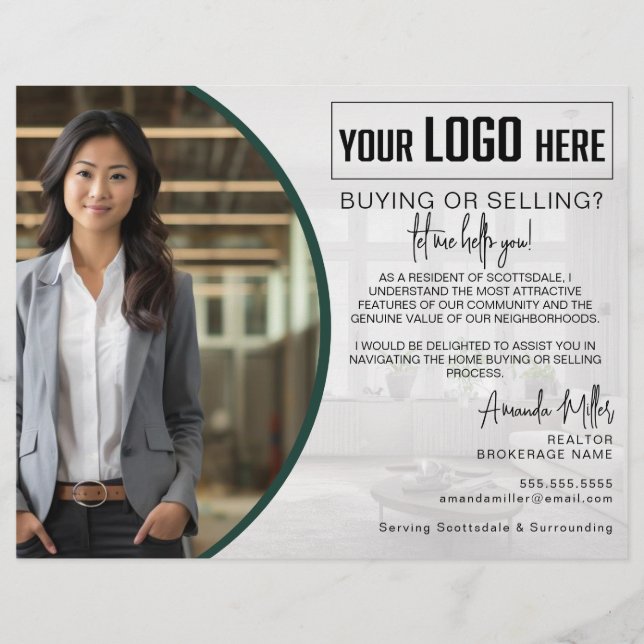 Personalized Logo Realtor Broker Real Estate Agent Flyer (Front)