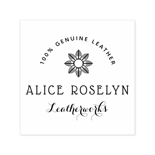 personalized logo script leatherworks business self-inking stamp | Zazzle