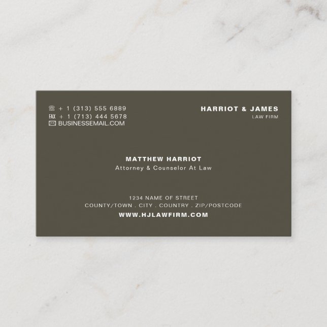 Personalized Logo, Sleek Legal Professional Business Card (Front)
