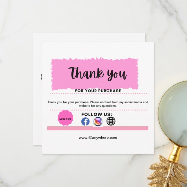 Personalized logo social media icon   thank you card (Front/Back In Situ)