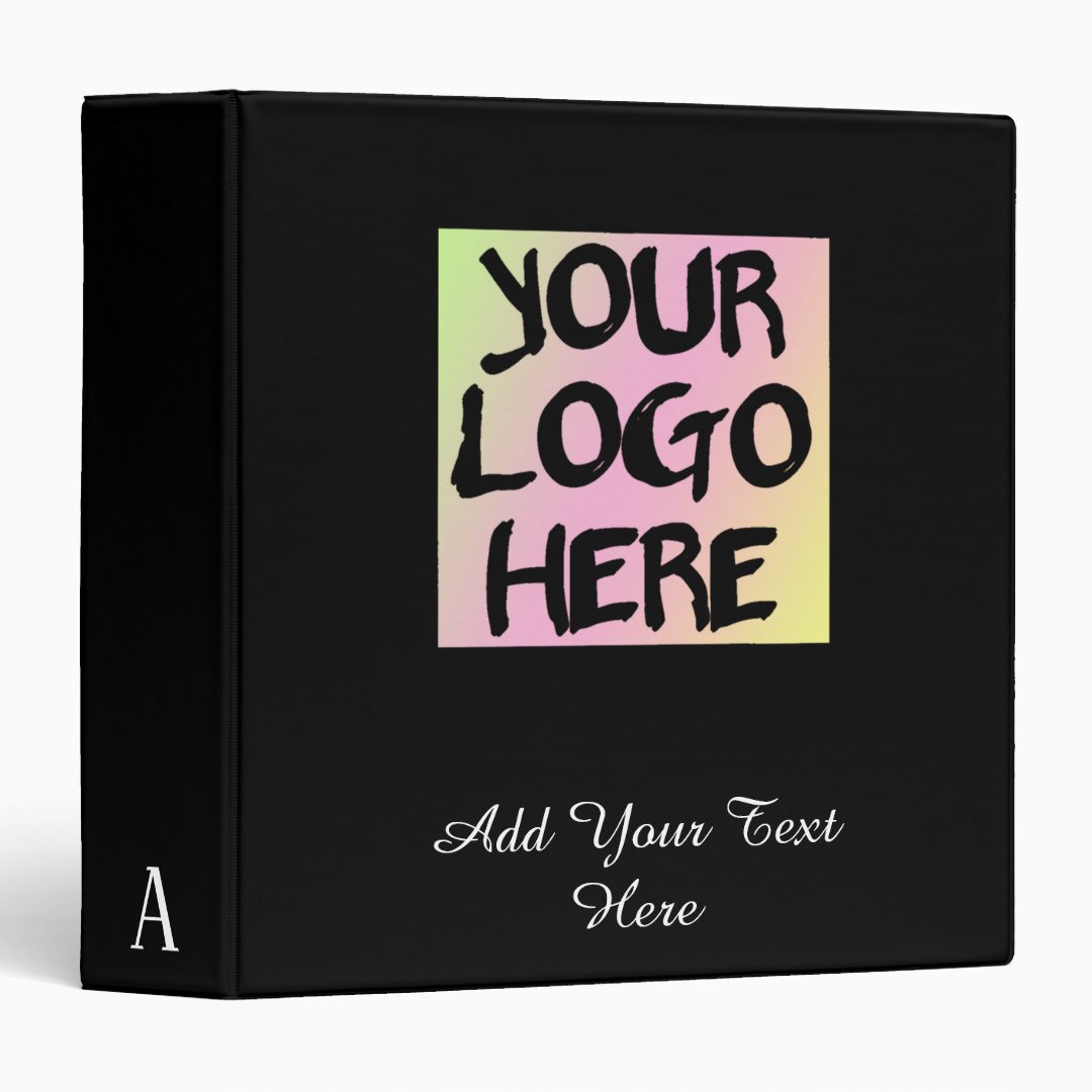 Personalized Logo & Text Black Binder | Zazzle