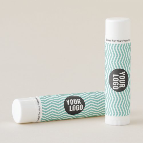 Personalized Logo White Mint Chevron Cool Branded Lip Balm