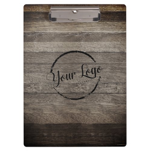 Personalized logo woodgrain grey clipboard