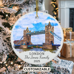 Personalized London Ornament, England Ceramic Ornament