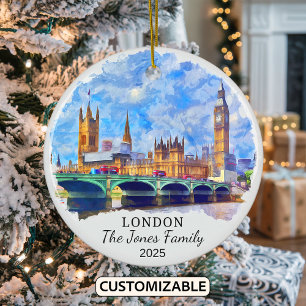 Personalized London Ornament, England Ceramic Ornament