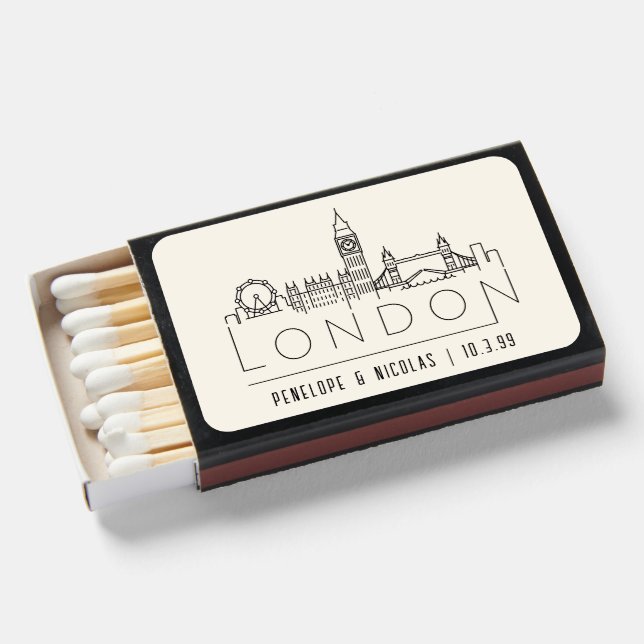 Personalized London Wedding Favor Matchboxes (Front Open)