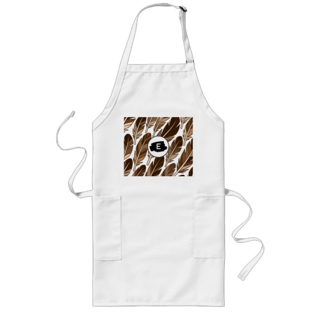 Personalized Long Apron – Boho Monogram Brown (Front)