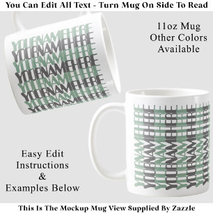 Personalized Long Custom Name Green Hidden Message Coffee Mug