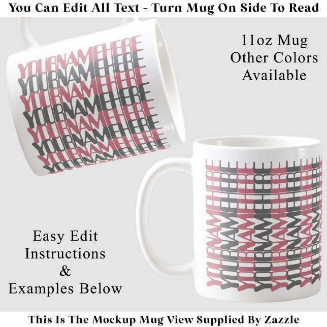 Personalized Long Custom Name Pink Hidden Message Coffee Mug (Creator Uploaded)