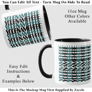 Personalized Long Custom Name Teal Hidden Message Mug