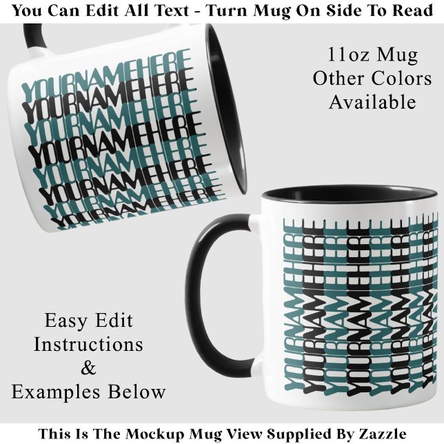Personalized Long Custom Name Teal Hidden Message Mug (Creator Uploaded)
