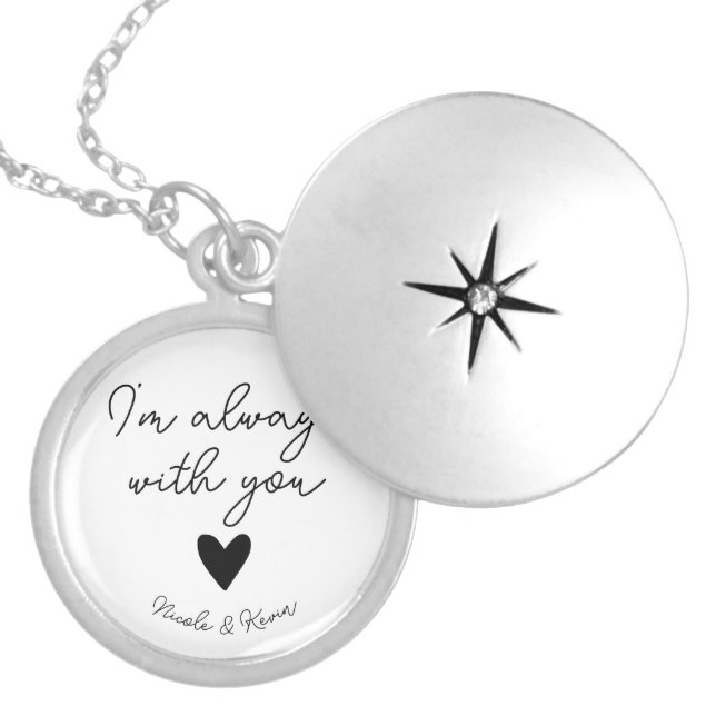 Personalized Long Distance Relationship Gifts Locket Necklace (Front)