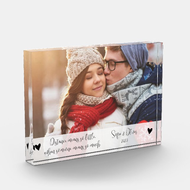 Personalized Long Distance Relationship Gifts Photo Block (Left)