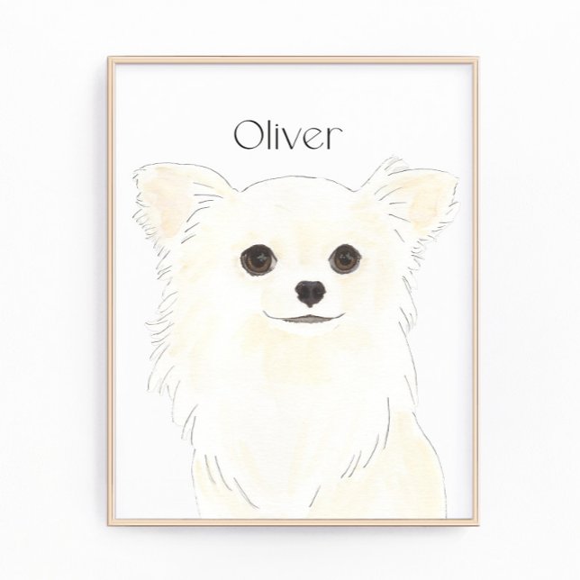 Personalized Long Haired White Cream Chihuahua  Photo Print (Creator Uploaded)