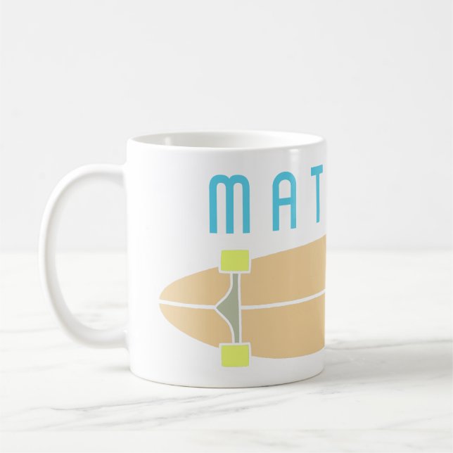 Personalized Longboard Skateboard Skateboarders Coffee Mug (Left)