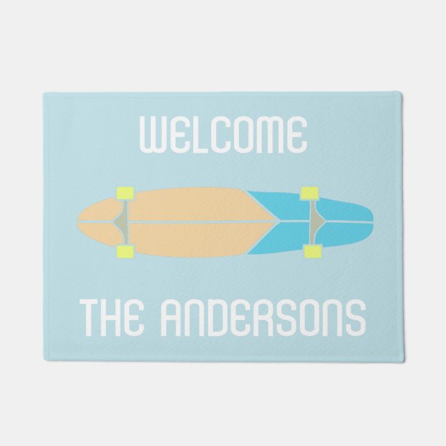 Personalized Longboard Skateboard Skateboarders Doormat (Front)