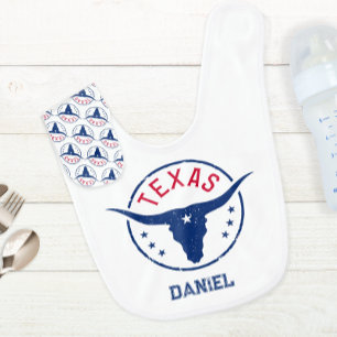 Personalized Longhorn Texas Baby Bib
