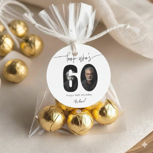 Personalized Look Who’s 60 Photo Birthday Stickers