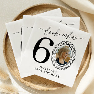 Personalized Look Who's 60 Photo Birthday Napkins