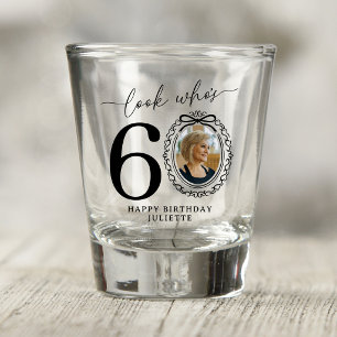 Personalized Look Who's 60 Photo Birthday Shot Glass