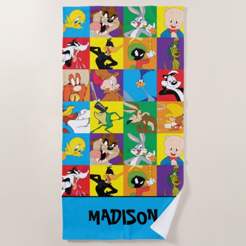 Personalized LOONEY TUNES Character Grid Beach Towel