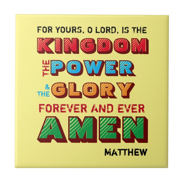 Personalized LORDS PRAYER Colorful Christian Ceramic Tile (Front)