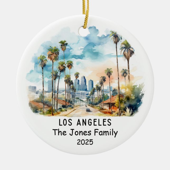 Personalized Los Angeles Ornament, California Ceramic Ornament (Front)