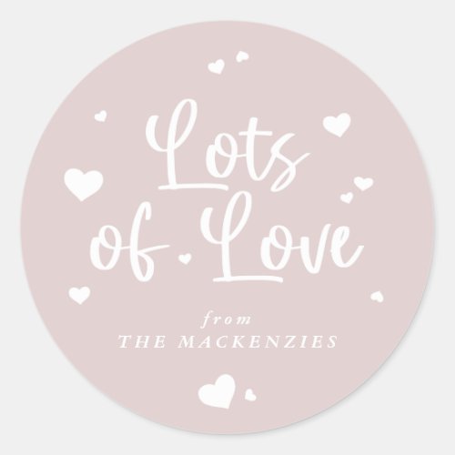 Personalized Lots of Love Valentine Hearts Classic Round Sticker