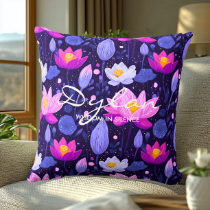 Personalized Lotus Floral Cushion with Calm Quote