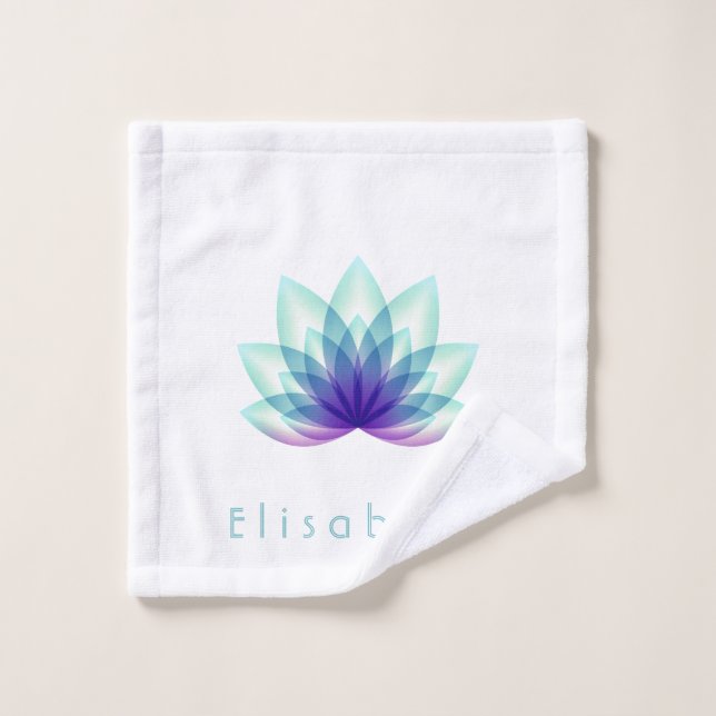 Personalized Lotus Flower Green Blue Wash Cloth (Wash Cloth)