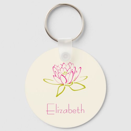 Personalized Lotus Flower  Water Lily Keychain