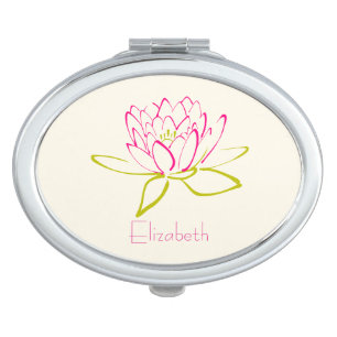 Personalized Lotus Flower / Water Lily Makeup Mirror