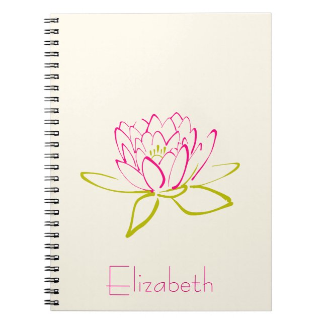 Personalized Lotus Flower / Water Lily Notebook (Front)