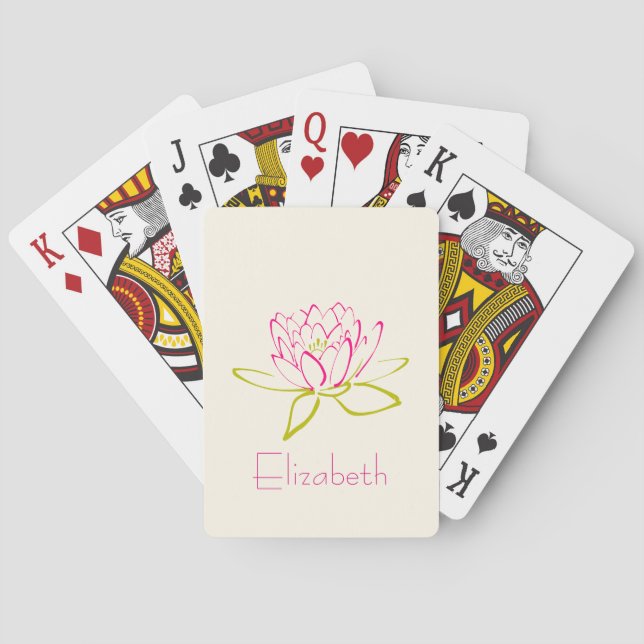 Personalized Lotus Flower / Water Lily Poker Cards (Back)