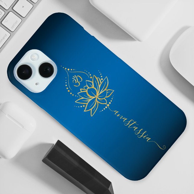 Personalized Lotus & Om – Custom Name Minimalist Case-Mate iPhone Case (Creator Uploaded)