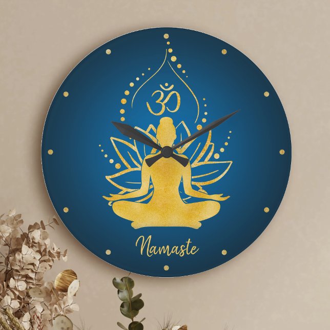  Personalized Lotus & Om Yoga Namaste Custom Name Large Clock (Creator Uploaded)