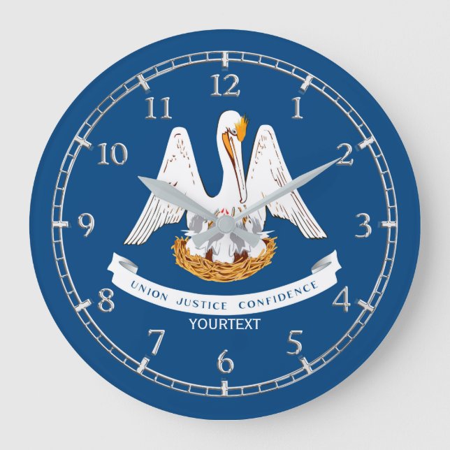 Personalized Louisiana State Flag Design on Large Clock (Front)