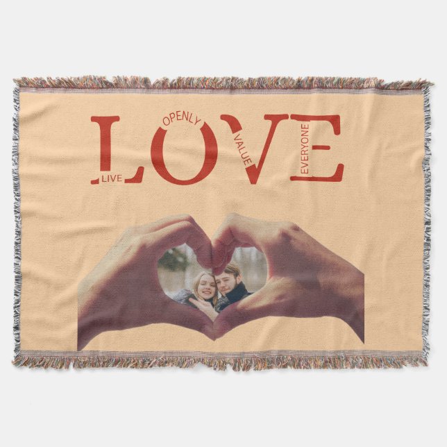 Personalized LOVE Acronym Photo  Throw Blanket (Front)