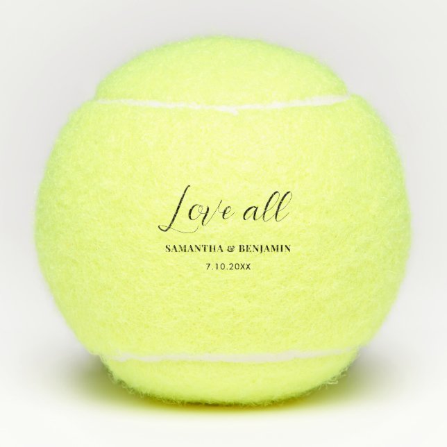 Personalized Love All Wedding Bridesmaid Tennis Balls (Front)