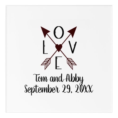 Personalized Love Arrows Wedding Date Gift Acrylic Print
