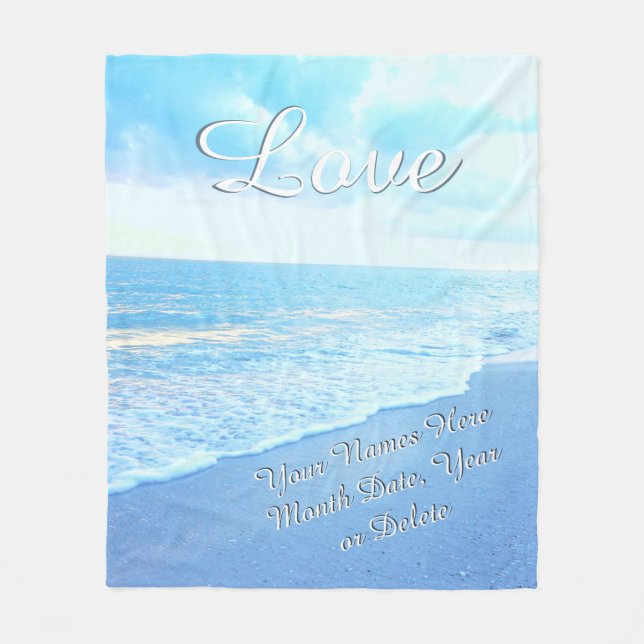 Personalized Love Beach Wedding Throw Blanket (Front)