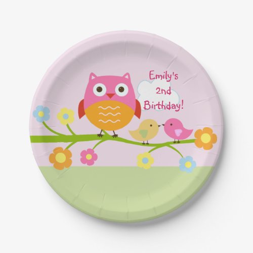 Personalized Love Birds and Owl Party Plates