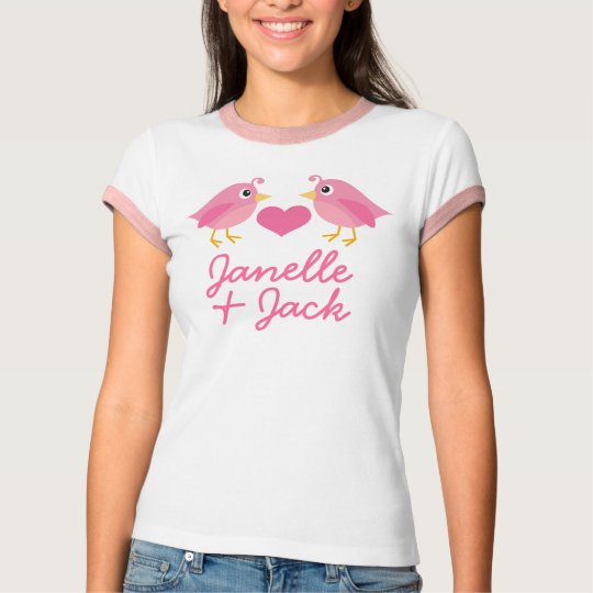 Personalized Love Birds Couple Ladies Tshirt