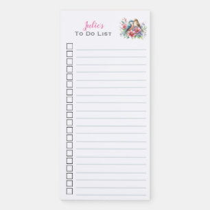 Personalized Love Birds Floral To Do List Magnetic Notepad