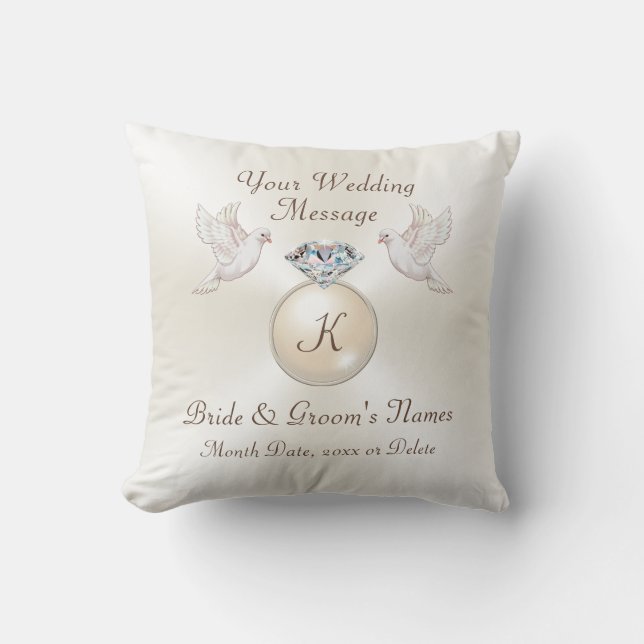 Personalized, Love Birds Gifts, Wedding Throw Pillow (Front)