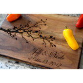 Personalized Love Birds Walnut Cutting Board (Front Right)