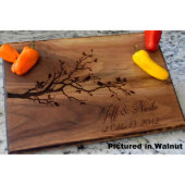 Personalized Love Birds Walnut Cutting Board (Front Left)