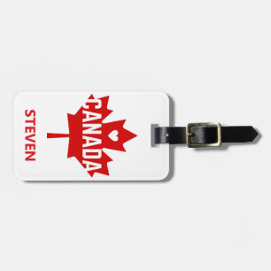 Personalized Love Canada flag Heart Leaf Luggage Tag